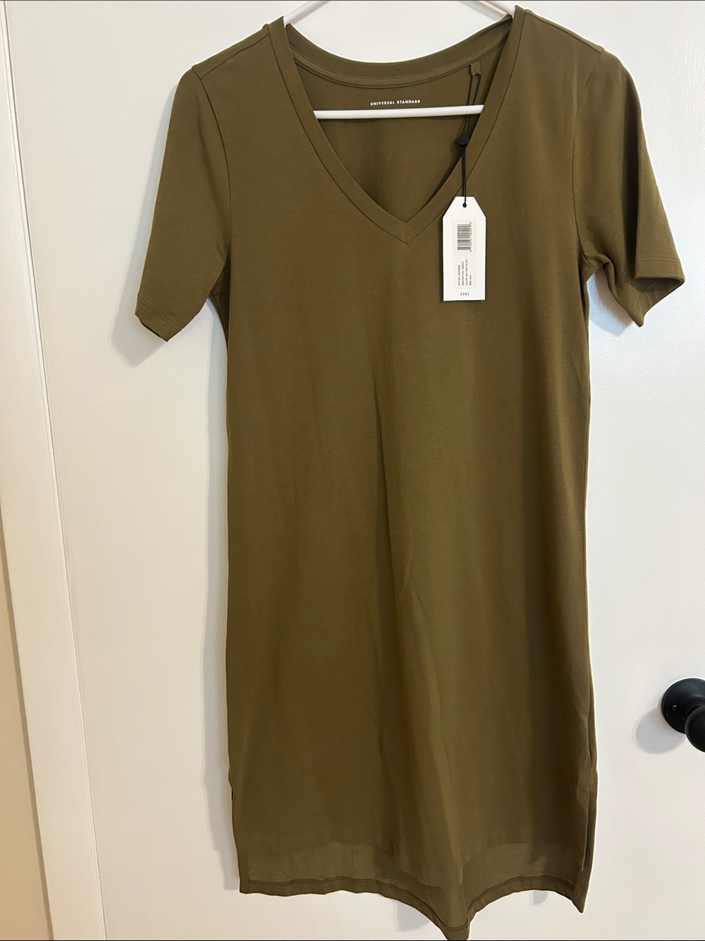 Universal Standard Olive Green V-Neck Midi Dress